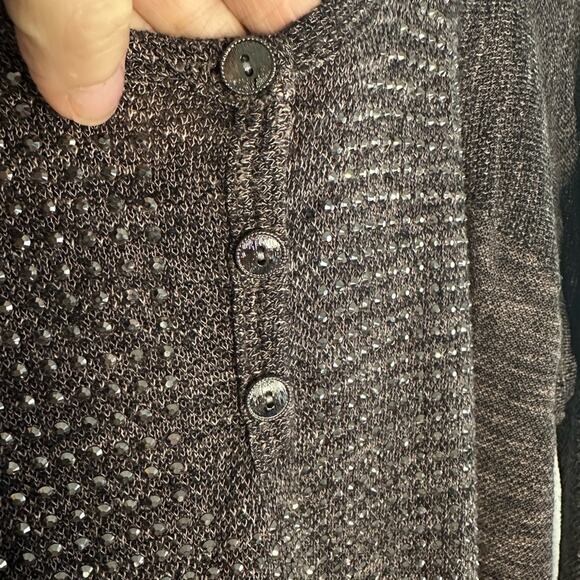 NEW Vocal Brown Thermal Long Sleeve Silver Studded Top Oversized Western Fall - Picture 6 of 7